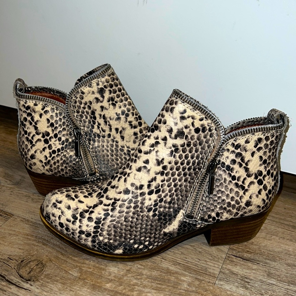 Lucky Brand Double Zip Snakeskin Booties